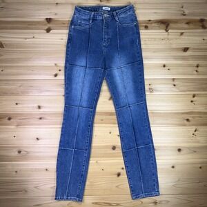 Rue 21 Jeans Womens 4 Skinny Patchwork High Rise Denim Blue Jeans